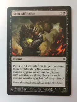 MTG Magic The Gathering Card Grim Affliction Instant Black New Phyrexia - Image 1