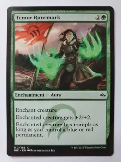 MTG Magic The Gathering Card Temur Runemark Enchantment Aura Green Fate Reforged - Image 1