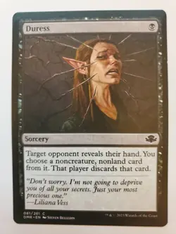 MTG Magic The Gathering Card Duress Sorcery Black Dominaria Remastered 2023 - Image 1