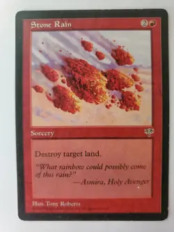 MTG Magic The Gathering Card Stone Rain Sorcery Red Mirage 1996 - Image 1