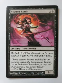 MTG Magic The Gathering Card Nezumi Ronin Creature Rat Samurai Black Champions O - Image 1