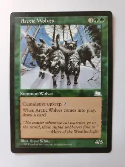 MTG Magic The Gathering Card Arctic Wolves Summon Wolves Green Weatherlight - Image 1