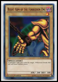 Right Arm of the Forbidden One YGLD-ENA20 Yugi's Legendary Decks Yugioh Card - Image 1