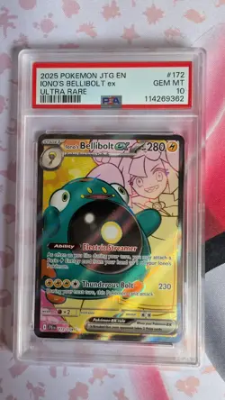 PSA 10 Iono's Bellibolt ex 172/159 Sv09 Journey Together Ultra Rare Pokemon Card - Image 1
