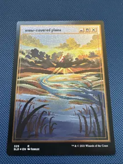 MTG Snow-Covered Plains (PixelSnowLands.jpg) (Foil Etched) (SLD) NM Foil - Image 1