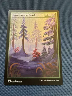 MTG Snow-Covered Forest (PixelSnowLands.jpg) (Foil Etched) (SLD) NM Foil - Image 1
