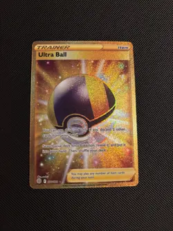 Pokemon TCG Ultra Ball 186/172 Gold Secret Rare Sword & Shield Brilliant Stars - Image 1