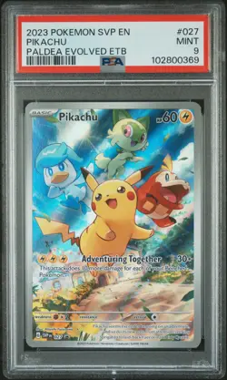 PSA 9 Pikachu Paldea Evolved Etb Pokemon Svp En-Sv Black Star Promo 027 NM - Image 1