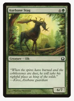 Axebane Stag #116 Return To Ravnica (RTR) Magic Card in Protective Sleeve - Image 1