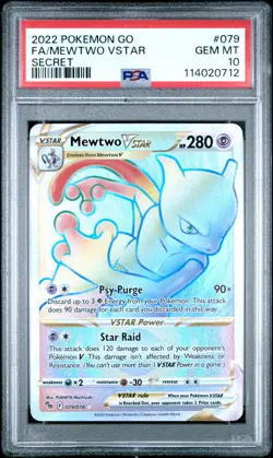 2022 POKEMON GO SECRET #079 FULL ART/MEWTWO VSTAR PSA 10 - Image 1