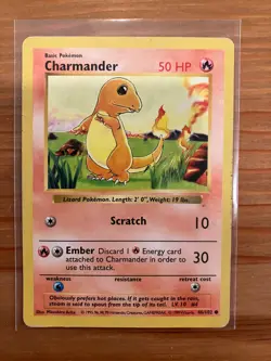 Pokemon TCG Base Set Shadowless Charmander 046/102 Common Regular HP (2) - Image 1