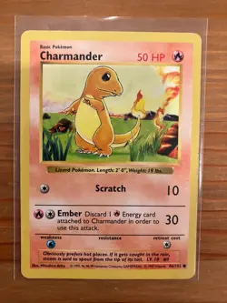 Pokemon TCG Base Set Shadowless Charmander 046/102 Common Regular HP (1) - Image 1