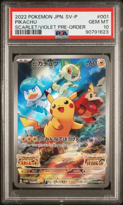 PSA 10 Pikachu Scarlet/Violet Pre-Order Pokemon Japanese Sv Promo 001 NM - Image 1