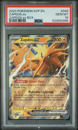 PSA 10 Zapdos Ex Zapdos Ex Box Pokemon Svp En-Sv Black Star Promo 049 NM - Image 1