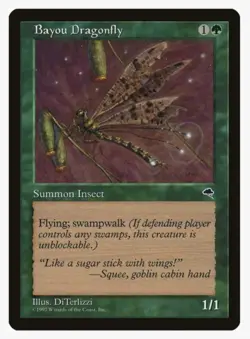 Bayou Dragonfly #215 Tempest Magic Card in Protective Sleeve - Image 1