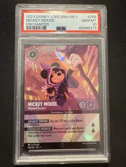Disney Lorcana Mickey Mouse Wayward Sorcerer Enchanted Card #208/204 PSA 10 - Image 1