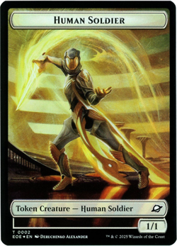 Human Soldier / Lander 0004 (Foil) Double-Sided Token - Edge of Eternities - MTG - Image 1
