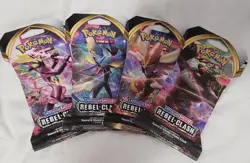 Pokemon Sword & Shield Rebel Clash Sleeved Booster Pack Art Set (4 Packs) - Image 1