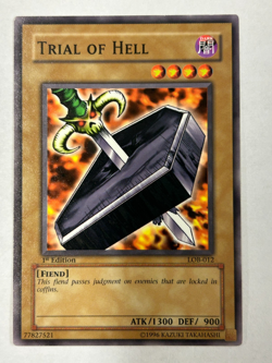 Yugioh LOB-012 Trial of Hell 1st Ed. Vintage Original Mint out of Pack - Image 1