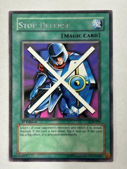 Yugioh LOB-095 Stop Defense 1st Ed. Vintage Original Mint out of Pack - Image 1
