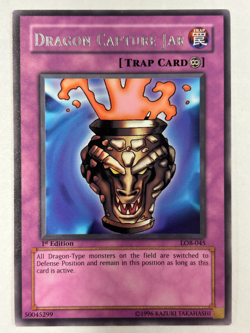 Yugioh LOB-045 Dragon Capture Jar 1st Ed. Vintage Original Mint out of Pack - Image 1