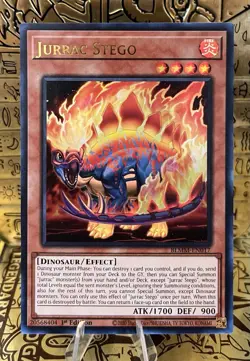 Jurrac Stego BLMM Ultra Rare Battles of Legend: Monster Mayhem 1st Ed Yugioh! NM - Image 1