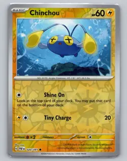 Chinchou 20/91 Paldean Fates Reverse Holo NM PAF EN Pokemon Card Scarlet Violet - Image 1