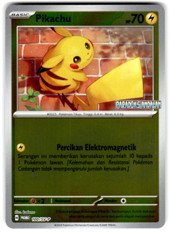 Pokemon 2024 Indonesia Pikachu Promo Card 100/SV-P Stamped Paradoks Andalan - Image 1