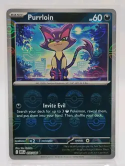 Purrloin (Poke Ball Reverse Holo) 055/086 Pokemon SV: White Flare WHT EN TCG NM - Image 1