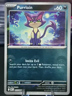 Purrloin (Poke Ball Reverse Holo) 055/086 Pokemon SV: White Flare WHT EN TCG NM - Image 1