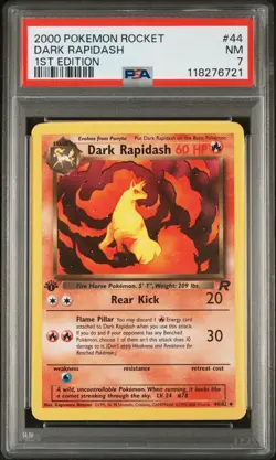 2000 Pokemon Vintage WOTC 1st Edition Rocket Dark Rapidash #44 PSA 7 (NEW CERT) - Image 1