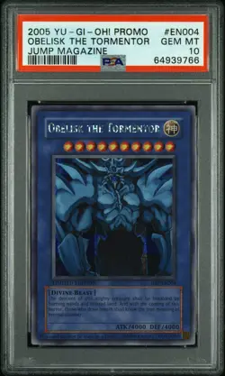 YUGIOH PSA 10 2005 Obelisk the Tormentor JMP-EN003 Secret Rare Promo *9766 - Image 1