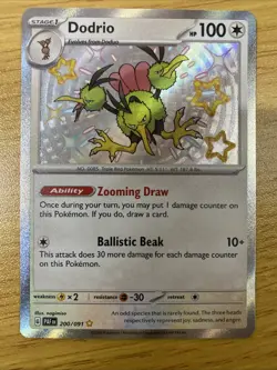 Pokemon TCG Dodrio Baby Shiny Holo Rare Card Paldean Fates NM Condition 200/091 - Image 1