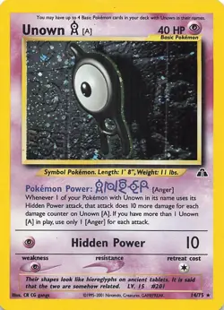 Pokemon card from the Pokemon TCG set Neo Discovery Unown Holo 14/75 - Image 1