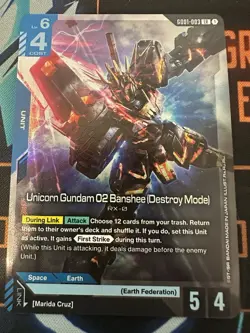 Gundam Card Game Unicorn Gundam 02 Banshee (Destroy Mode) GD01-003 LR - Image 1