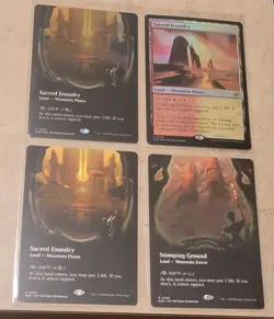 MTG Edge Of Eternities Shock Lands Lot Of 4 Sacred Foundry Stomping Ground - Image 1