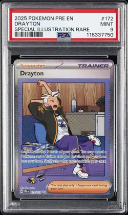 2025 POKEMON PRE EN-PRISMATIC EVOLUTIONS SPECIAL ILLUSTRATION RARE DRAYTON PSA 9 - Image 1