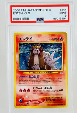 2000 Pokemon Japanese Neo 3 Entei #244 Holo Rare - PSA 9 MINT - Image 1
