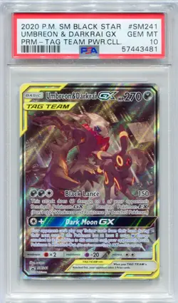 PSA 10 Full Art/Umbreon & Darkrai GX SM241 Tag Team Powers Pokemon - Image 1
