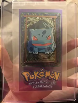 1999 Topps Pokemon TV Tin Topper Jumbo #3 of 5 #01 Bulbasaur Series 1 TCG Foil - Image 1