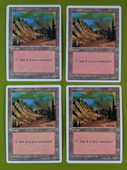Mountain (C) x4 Fourth Edition 4th 4x Magic the Gathering MTG White Border - Image 1