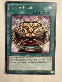 Yugioh TCG Ancient Guardians Pot of Riches ANGU-EN055 Rare NM - Image 1