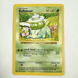 Shadowless Bulbasaur 44/102 Common Base Set Pokemon Card LP/NM - Image 1