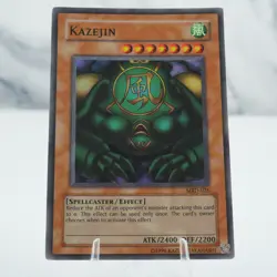 Yu-Gi-Oh! SUPER RARE HOLO CARD KAZEJIN MRD-026 1996 VINTAGE PRINT LP - Image 1