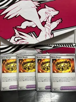 4 x Trainer Brave Bangle 080/086 White Flare English Pokemon Card - Image 1