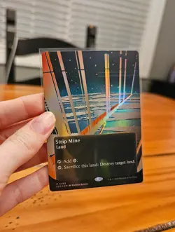 Borderless Foil Stellar Sights STRIP MINE from MTG Edge of Eternities IN HAND - Image 1