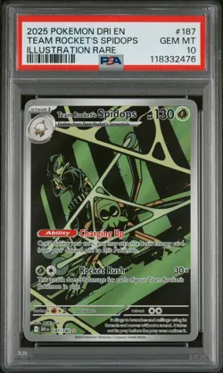 2025 POKEMON DESTINED RIVALS ILLUSTRATION RARE #187 TEAM ROCKET'S SPIDOPS PSA 10 - Image 1