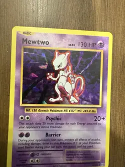 Pokemon Mewtwo Holo Card - 130 HP Psychic Barrier Skills, Rare, Near Mint 51/108 - Image 3