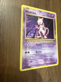 Pokemon Mewtwo Holo Card - 130 HP Psychic Barrier Skills, Rare, Near Mint 51/108 - Image 4