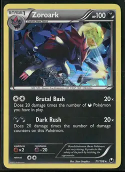 Zoroark 71/108 Cracked Ice Holo - Pokemon TCG Dark Explorers 2012 NM - Image 1